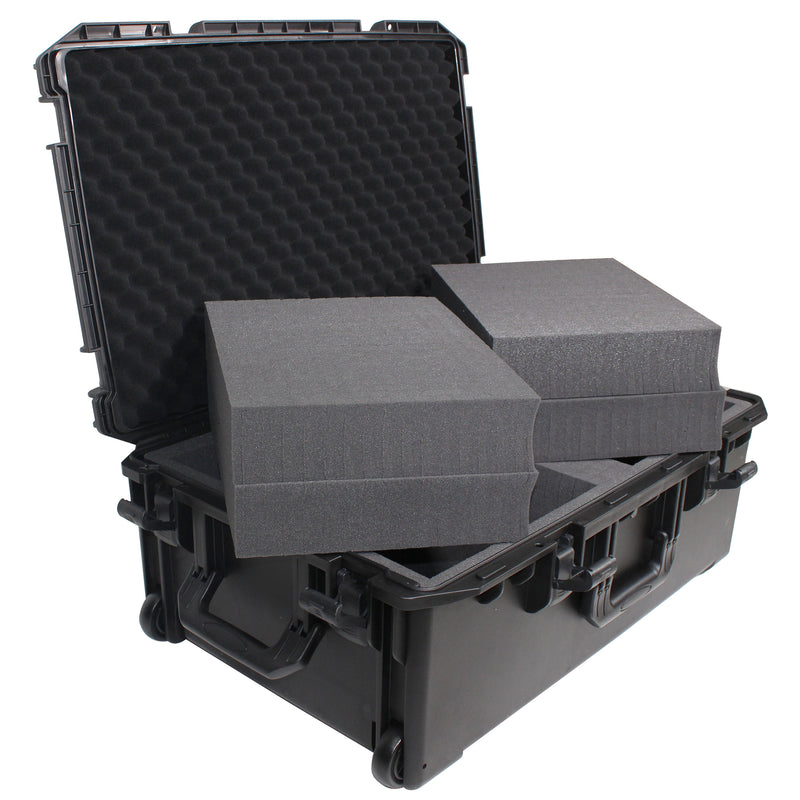 ProX VAULTX XM-1101HW Grand boîtier étanche avec poignée extensible, roues et mousse Pluck-N-Pak