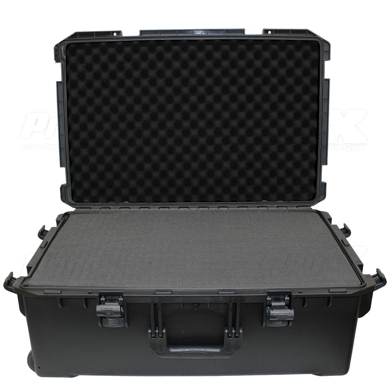 ProX VAULTX XM-1101HW Grand boîtier étanche avec poignée extensible, roues et mousse Pluck-N-Pak