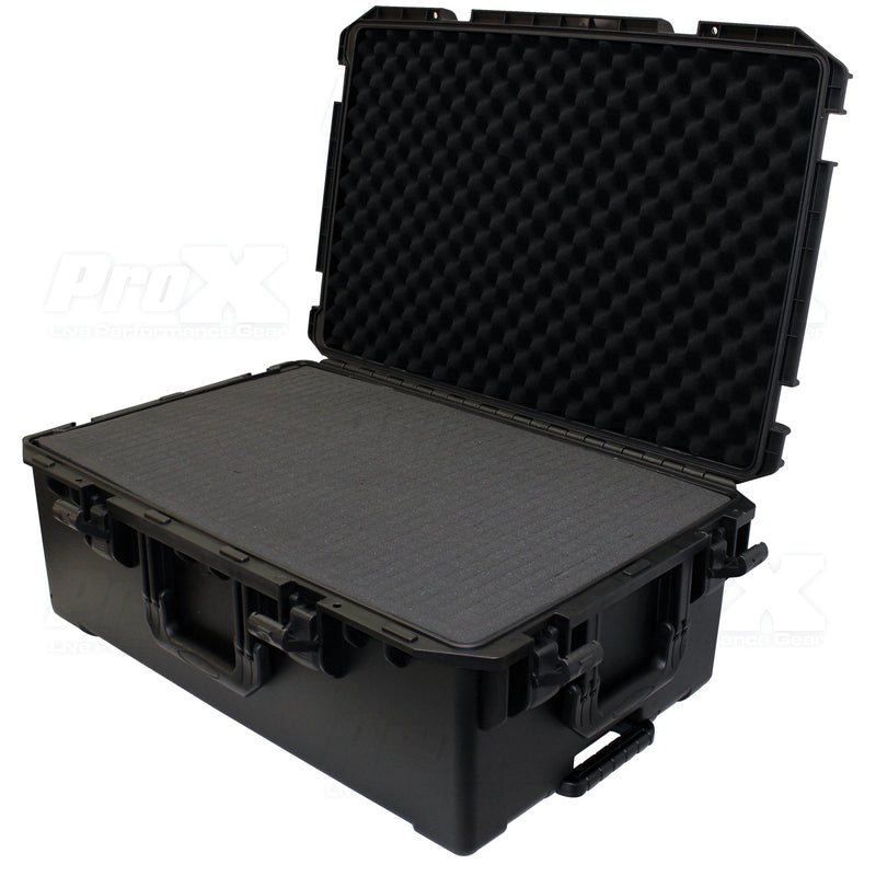 ProX VAULTX XM-1101HW Grand boîtier étanche avec poignée extensible, roues et mousse Pluck-N-Pak