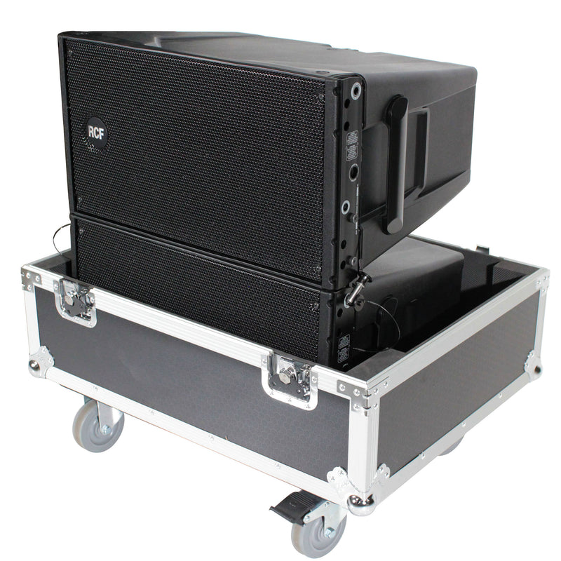 ProX X-RCF-HDL10AX2W Fits 2x RCF HDL 10-A Line Array Speakers Flight Case with 4 inch Wheels