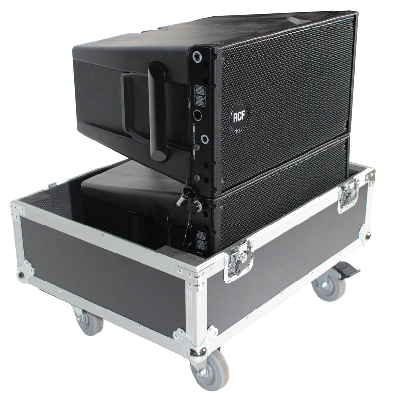 ProX X-RCF-HDL10AX2W Fits 2x RCF HDL 10-A Line Array Speakers Flight Case with 4 inch Wheels