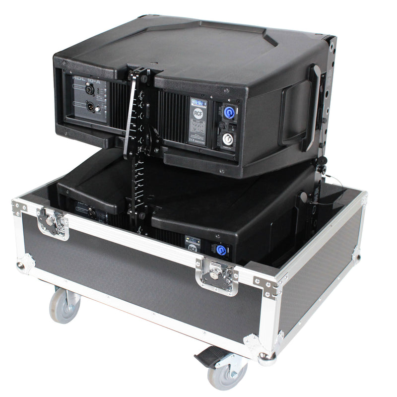 ProX X-RCF-HDL10AX2W Fits 2x RCF HDL 10-A Line Array Speakers Flight Case with 4 inch Wheels
