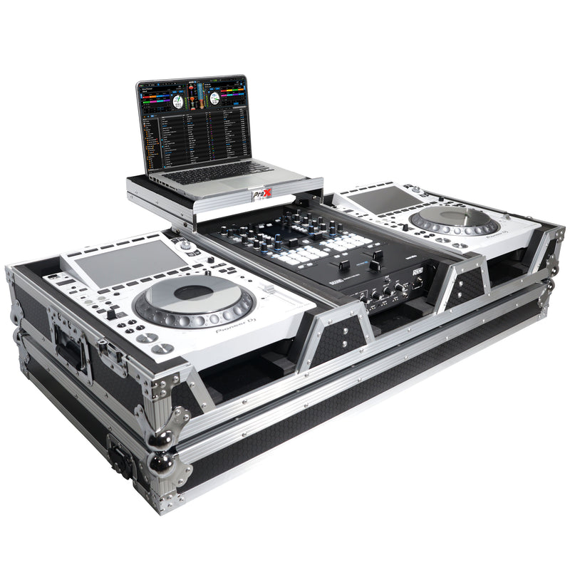 ProX XS-CDM3000WLT Flight Case DJ Coffin for Pioneer Mixer DJM-900NXS2 and 2 CDJ-3000 W-Wheels and Laptop Shelf