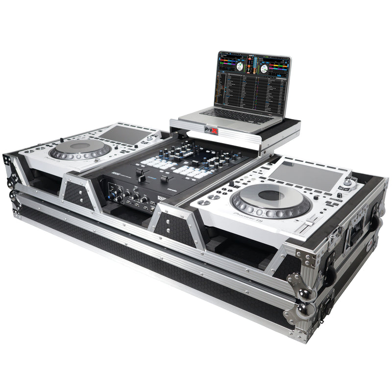 ProX XS-CDM3000WLT Flight Case DJ Coffin for Pioneer Mixer DJM-900NXS2 and 2 CDJ-3000 W-Wheels and Laptop Shelf