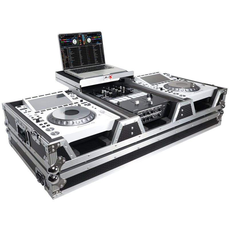 ProX XS-CDM3000WLT Flight Case DJ Coffin for Pioneer Mixer DJM-900NXS2 and 2 CDJ-3000 W-Wheels and Laptop Shelf