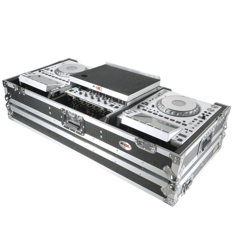 ProX XS-CDM3000WLT Flight Case DJ Coffin for Pioneer Mixer DJM-900NXS2 and 2 CDJ-3000 W-Wheels and Laptop Shelf