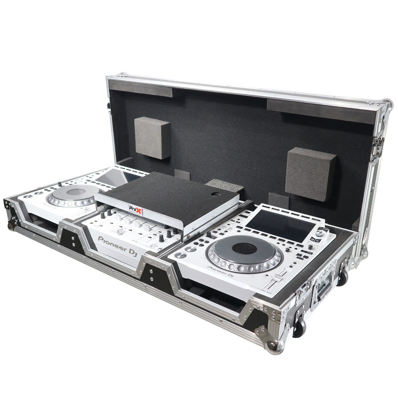 ProX XS-CDM3000WLT Flight Case DJ Coffin for Pioneer Mixer DJM-900NXS2 and 2 CDJ-3000 W-Wheels and Laptop Shelf