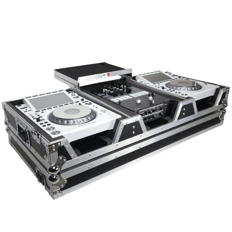 ProX XS-CDM3000WLT Flight Case DJ Coffin for Pioneer Mixer DJM-900NXS2 and 2 CDJ-3000 W-Wheels and Laptop Shelf