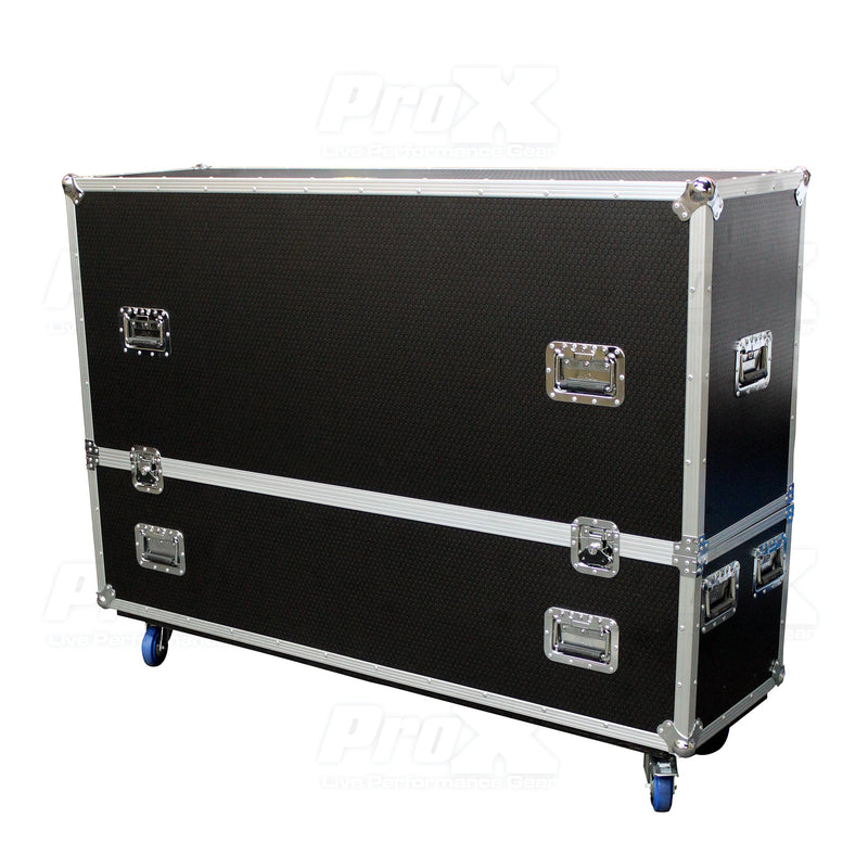 ProX XS-LCD7080WX2 TV LED-LCD-Plasma Double Flight Case réglable de 70" à 80" avec roulettes de 4"