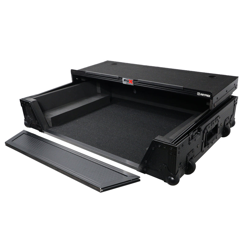 ProX XS-PRIME4 WLTBL Flight Case for Denon Prime 4 DJ Controller w/Sliding Laptop Shelf, 1U Rack Space, and Wheels (Black Finish)