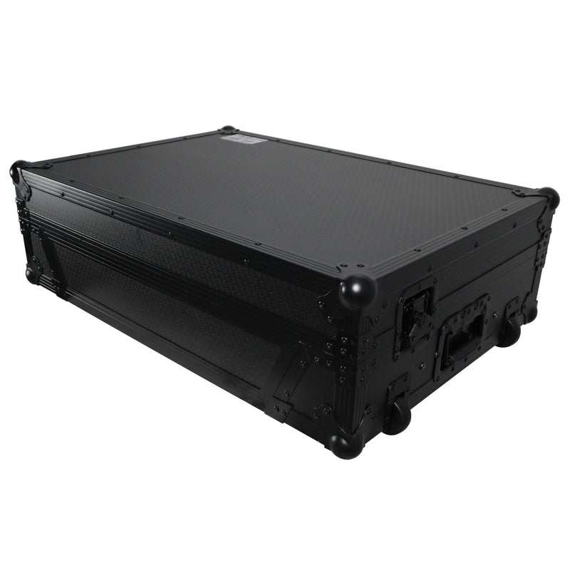 ProX XS-PRIME4 WLTBL Flight Case for Denon Prime 4 DJ Controller w/Sliding Laptop Shelf, 1U Rack Space, and Wheels (Black Finish)
