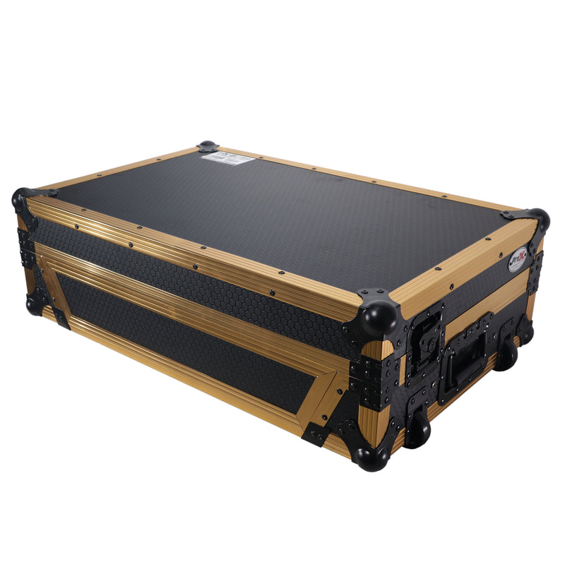 Prox xs-raneone-w-fgld ata flight style road case for rane one dj contrôleur w / roues (en édition limitée en or)