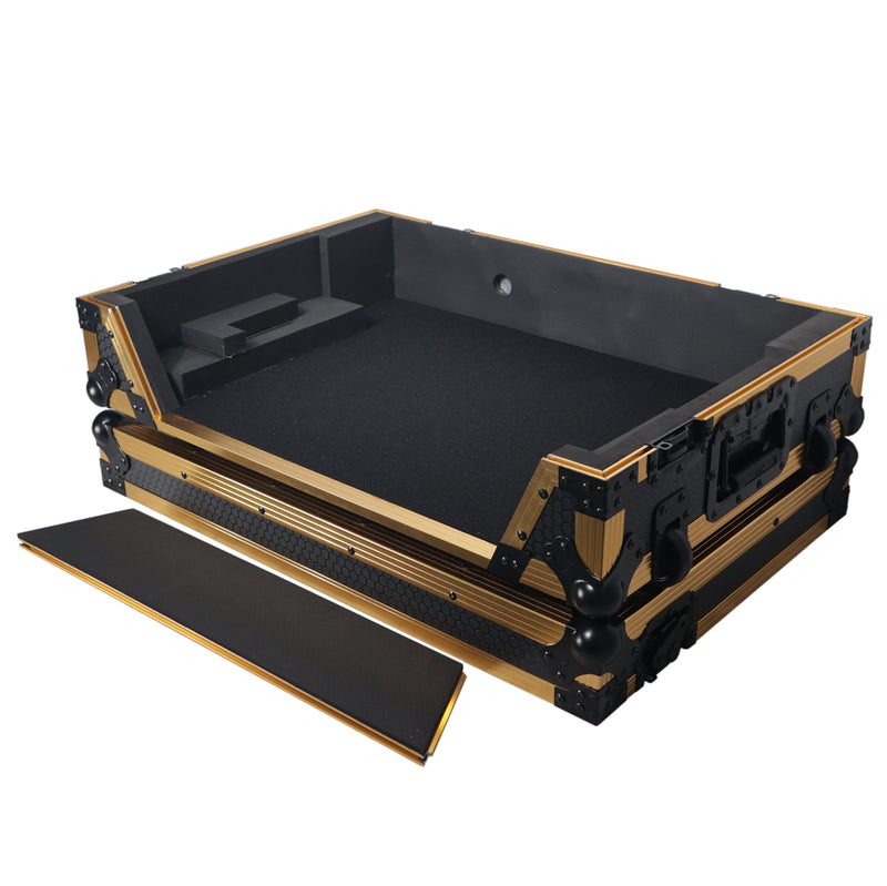 Prox xs-raneone-w-fgld ata flight style road case for rane one dj contrôleur w / roues (en édition limitée en or)