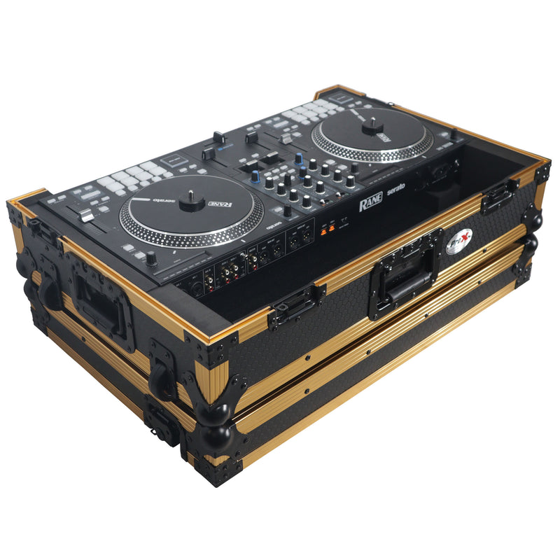 Prox xs-raneone-w-fgld ata flight style road case for rane one dj contrôleur w / roues (en édition limitée en or)