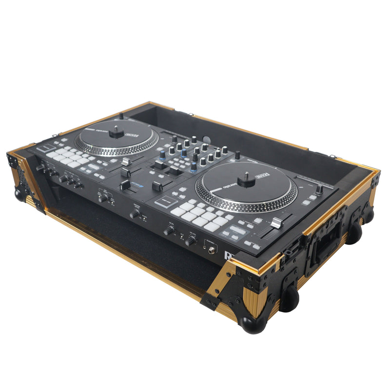 Prox xs-raneone-w-fgld ata flight style road case for rane one dj contrôleur w / roues (en édition limitée en or)