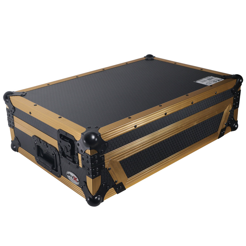 Prox xs-raneone-w-fgld ata flight style road case for rane one dj contrôleur w / roues (en édition limitée en or)
