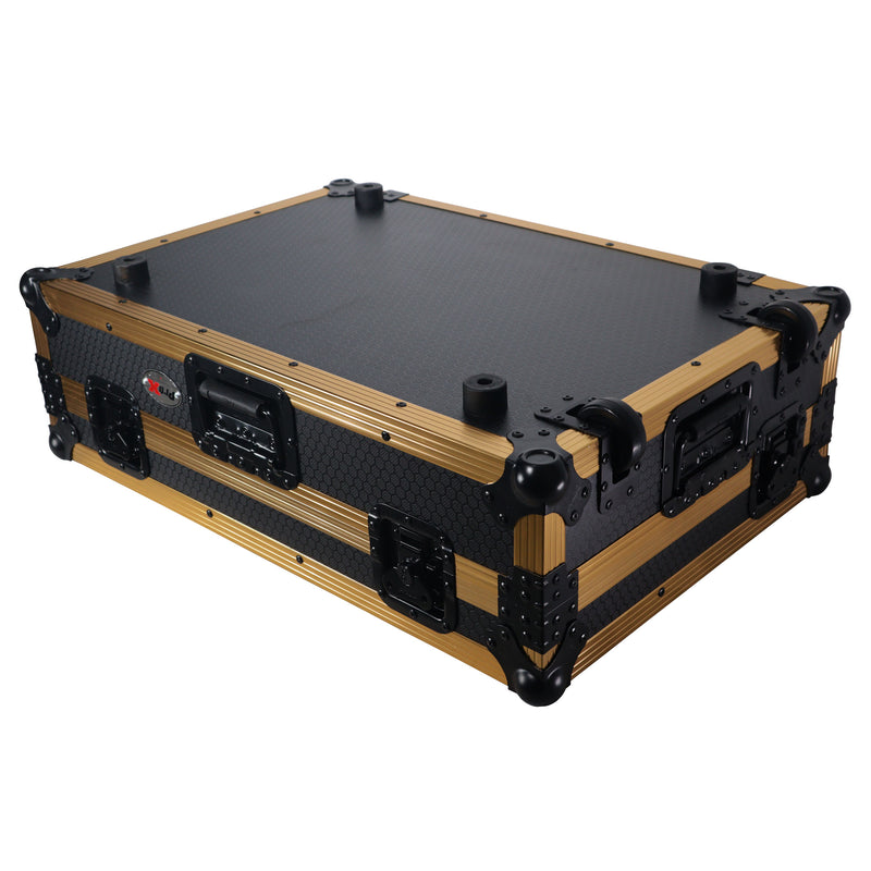Prox xs-raneone-w-fgld ata flight style road case for rane one dj contrôleur w / roues (en édition limitée en or)