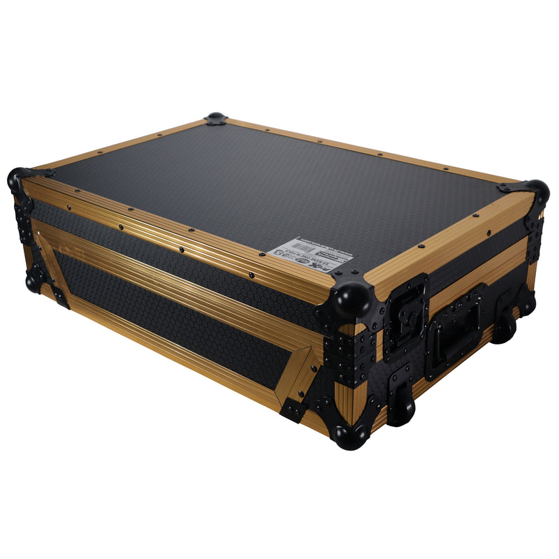 Prox xs-raneone-w-fgld ata flight style road case for rane one dj contrôleur w / roues (en édition limitée en or)