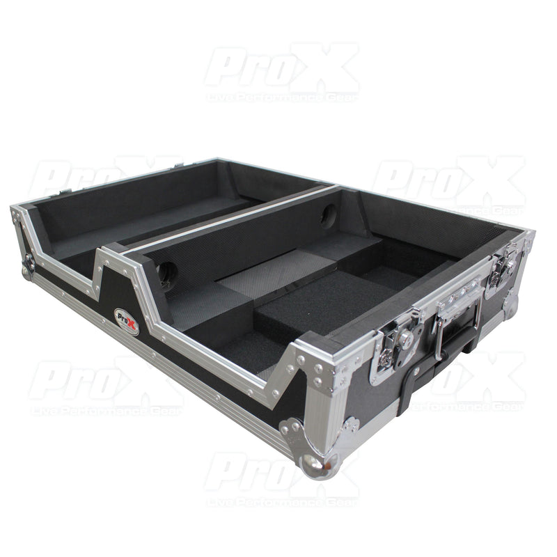 ProX XS-SCDM12W Lecteur CD simple et boîtier de mixage 12" avec roues à profil bas et poignée rétractable 