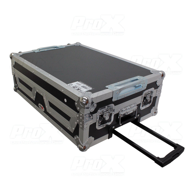 ProX XS-SCDM12W Lecteur CD simple et boîtier de mixage 12" avec roues à profil bas et poignée rétractable 