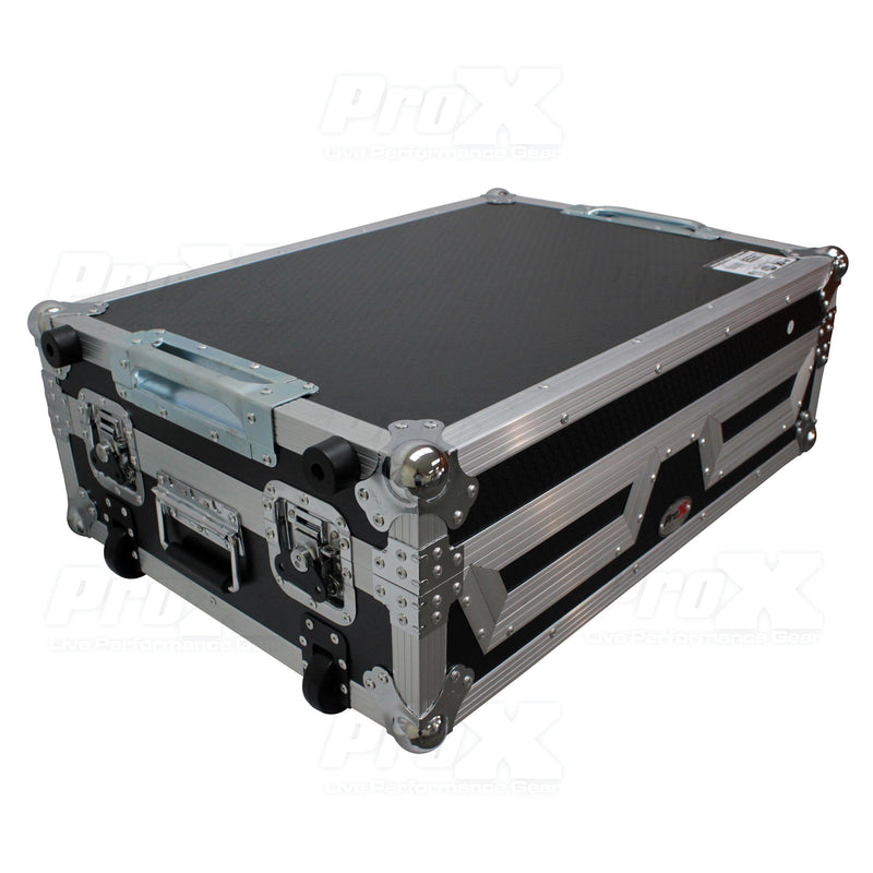 ProX XS-SCDM12W Lecteur CD simple et boîtier de mixage 12" avec roues à profil bas et poignée rétractable 