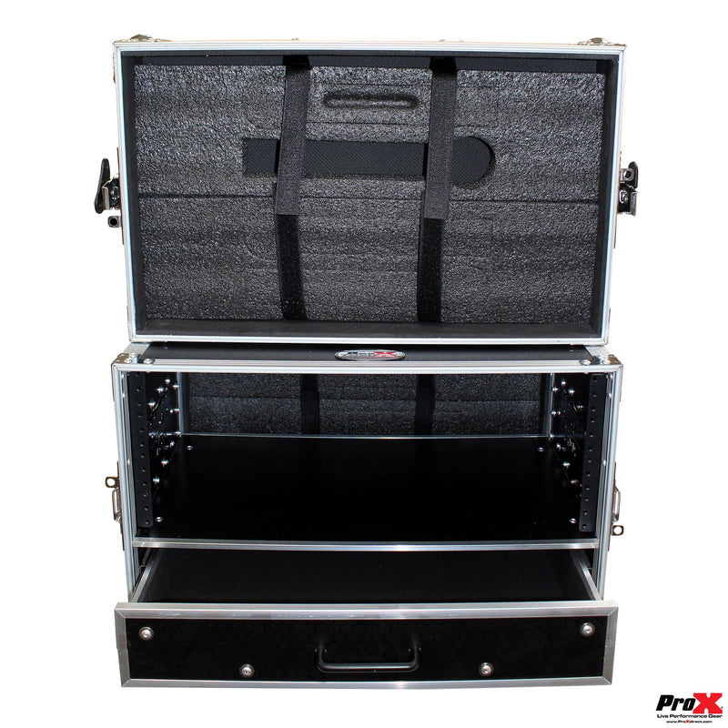 ProX XS-WM4U2DR Flight Case ATA Style Rack 12 In. Deep 4U W/2U Drawer
