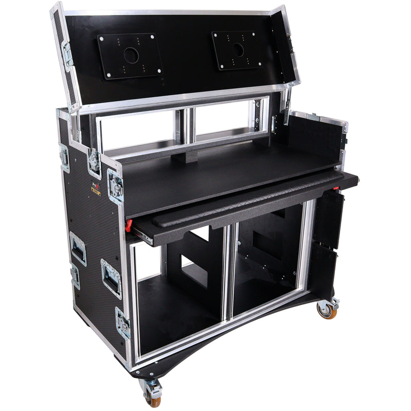 ProX Mobile XZF-AVPRO 2X12U 2X4U AV Broadcasting Streaming Recording Studio Workstation Case