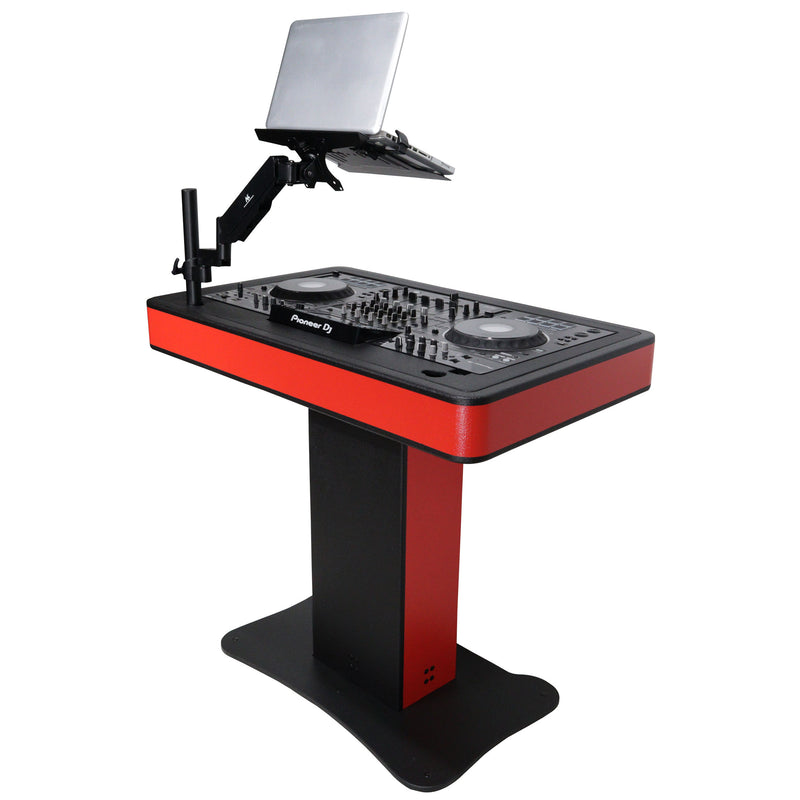 ProX XZF-DJCT-RB-CASE Support de podium DJ pour tour de contrôle avec étuis de voyage - Rouge/Noir