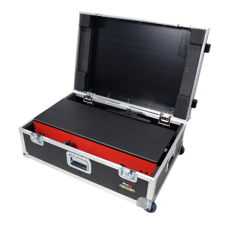 ProX XZF-DJCT-RB-CASE Support de podium DJ pour tour de contrôle avec étuis de voyage - Rouge/Noir