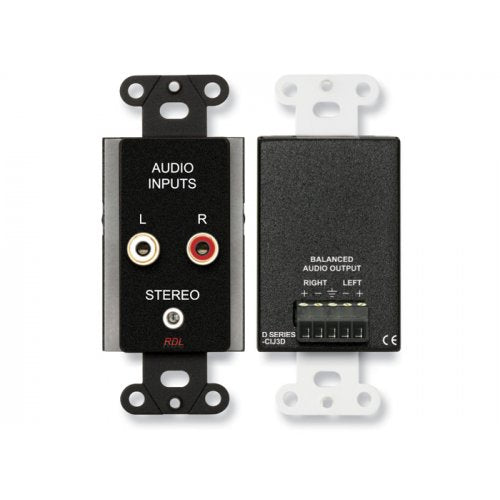 RDL DB-CIJ3D RCA + 3.5mm Input Wall Plate (Black)