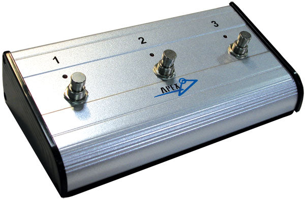 Apex AFS3 Triple On/Off Footswitch W/Led’s – Metal Box – Detachable 10’ ¼” and ¼” Trs Cables