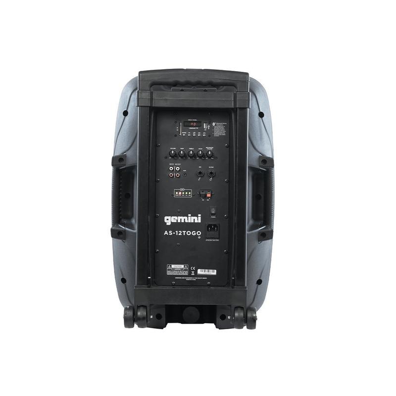 Gemini AS-12TOGO Portable Active Bluetooth Powered PA Loudspeaker w/400W Class AB Amplifier - 12"