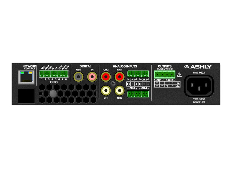 Ashly FX-125.2 1/2U DSP Amplifier 2 x 125W @ 4/8 Ohms, 1 x 250W @ 70/100V
