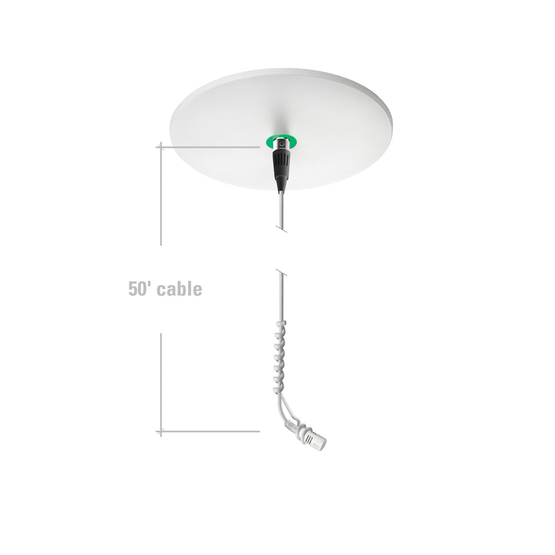 Audio-Technica ATND933AWH Microphone suspendu à condensateur avec module d'alimentation de sortie réseau Dante™ - Directivité hypercardioïde, 100°
