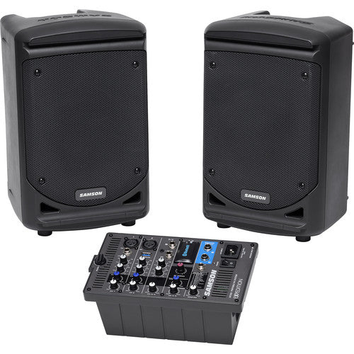 Samson EXPEDITION XP300B 6" 2-Way 300W All-In-One Portable Bluetooth-Enabled Stereo PA System - Red One Music