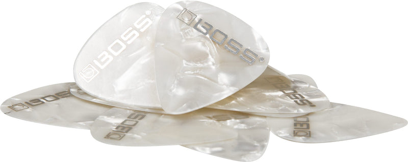 BOSS BPK-12-WT GUITATURE CELULOID MINDE (White Pearl, 12 pack)