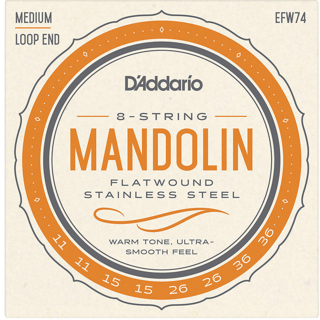 D'Addario EFW74 Crises de mandoline plate Moyenne 11-36