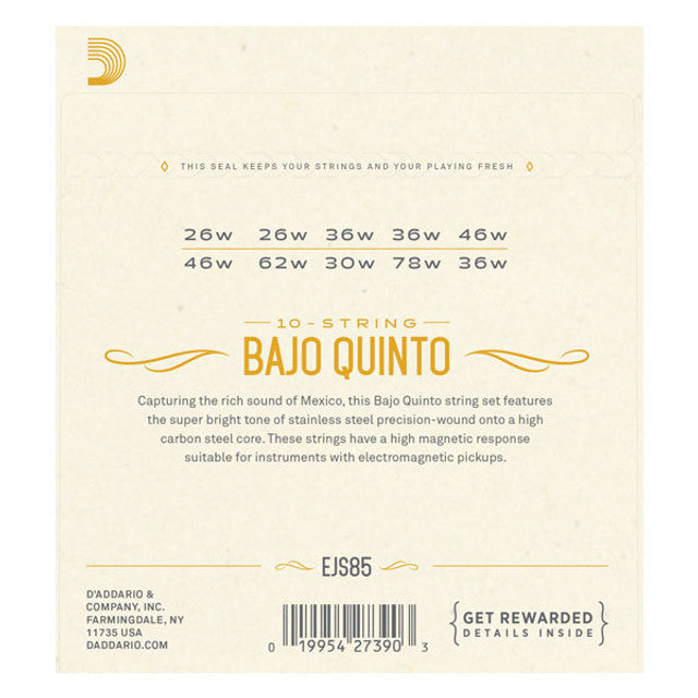 Cordes Bajo Quinto en acier inoxydable D'Addario EJS85