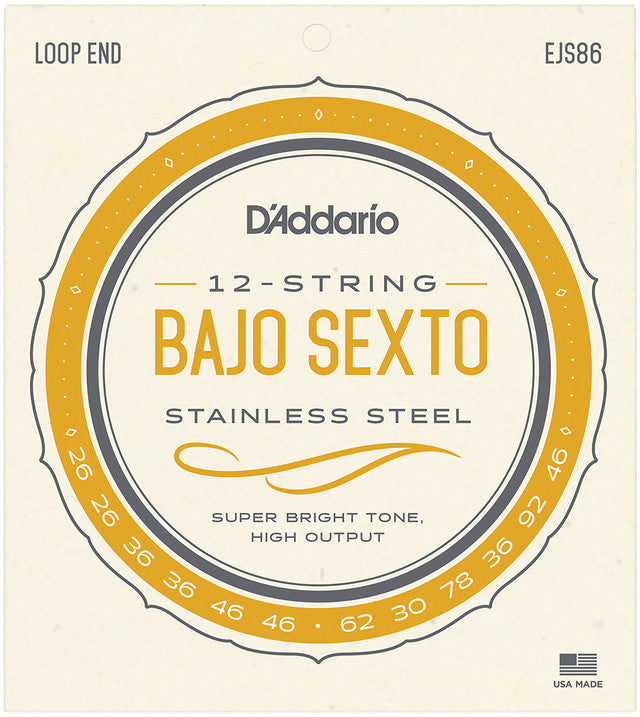 Cordes Bajo Sexto en acier inoxydable D'Addario EJS86
