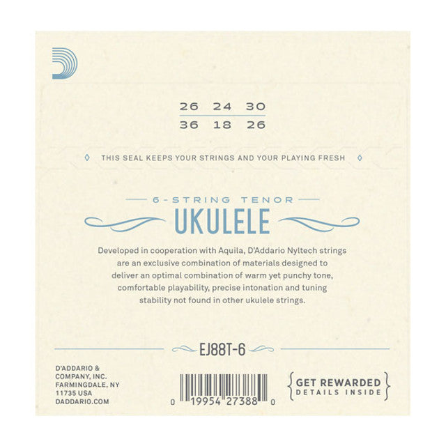 D'Addarrio EJ88T-6 Nyltech 6-String Tenor Ukulele Strings