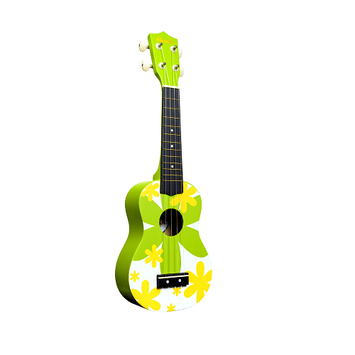 Amahi Dduk6 Tropical Green Flower Ukulele - Red One Music