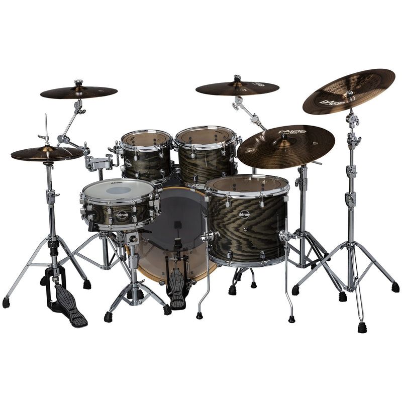DDrum Dominion DM-ASH-522-TB Dominion Bouleau Pack de 5 coques avec placage en frêne Transparent Noir