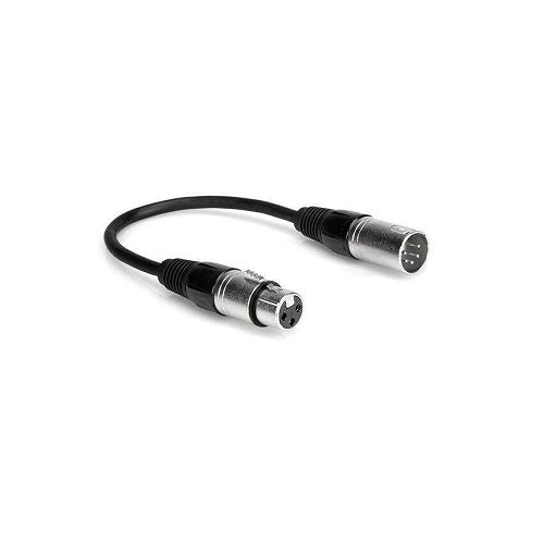 Hosa DMX-106 Câble adaptateur d'éclairage XLR5M vers XLR3F 6 pouces
