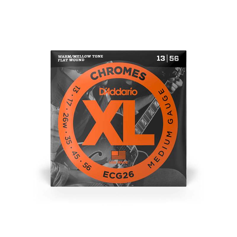 D'Addario ECG26 Chromes Flat Wound Electric Guitar Strings - Medium 13-56