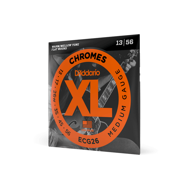 D'Addario ECG26 Chromes Flat Wound Electric Guitar Strings - Medium 13-56