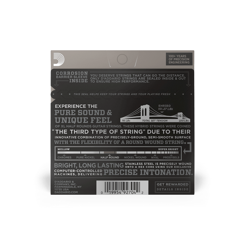 D'Addario EHR350 Half Round Guitar Guitar Strings Jazz Light 12-52