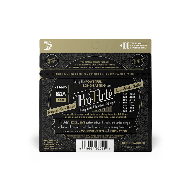 D'Addario EJ44C Pro Arte Composite Clear Nylon Classical Guitar Strings Extra Hard 29-47