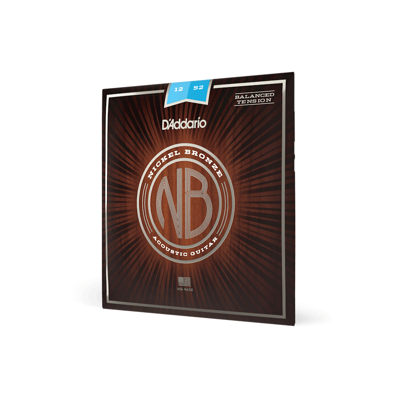 D'Addario NB1252BT Nickel Bronze Acoustic Guitar Strings Balanced Tension Light 12-52