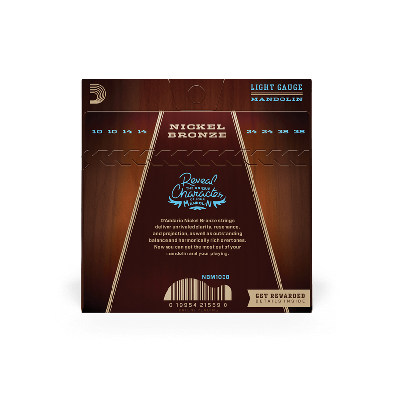 D'Addario NBM1038 Cordes de mandoline en bronze nickelé 10-38