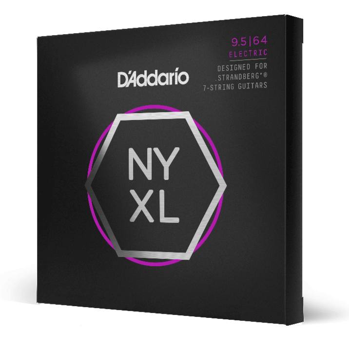 D'Addario NYXL09564SB Cordes pour guitare électrique 7 cordes enroulées en nickel 9,5-64 Custom Light